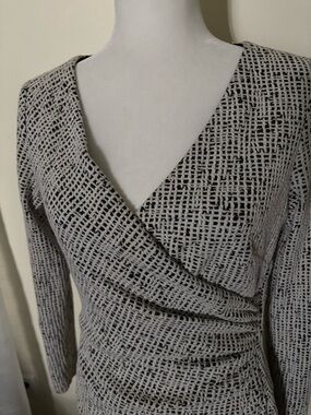 Ralph Lauren Textured Black and White Wrap Sheath Dress